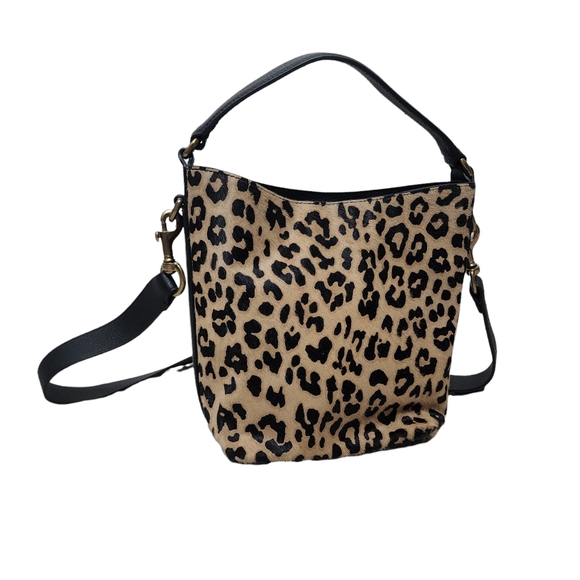 J. Crew Handbags - J.CREW COLLECTION Calf Hair Bucket bag black textured leather